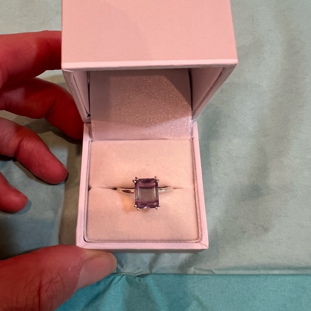 Carrie Elizabeth Sterling Silver Fluorite Prong Set Ring Large Sz 9